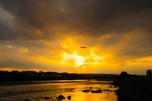 夕日@多摩川